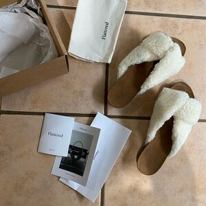 Flattered Women's Cream Shearling Sandals